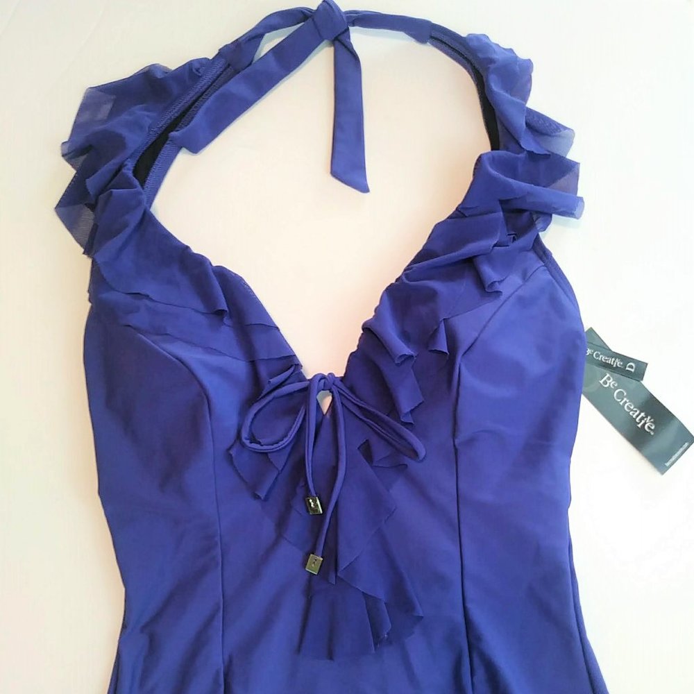 Be Creative Cobalt Tankini w/ Ruffle Trim Size:8D